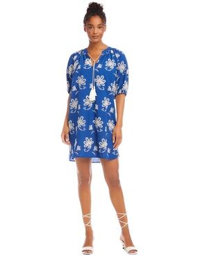 Karen Kane Royal Blue Floral Tassel Shift Dress